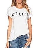 HaoDuoYi Women's Casual CELFIE Letter Print Loose T Shirt Tops