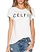 HaoDuoYi Women's Casual CELFIE Letter Print Loose T Shirt Tops