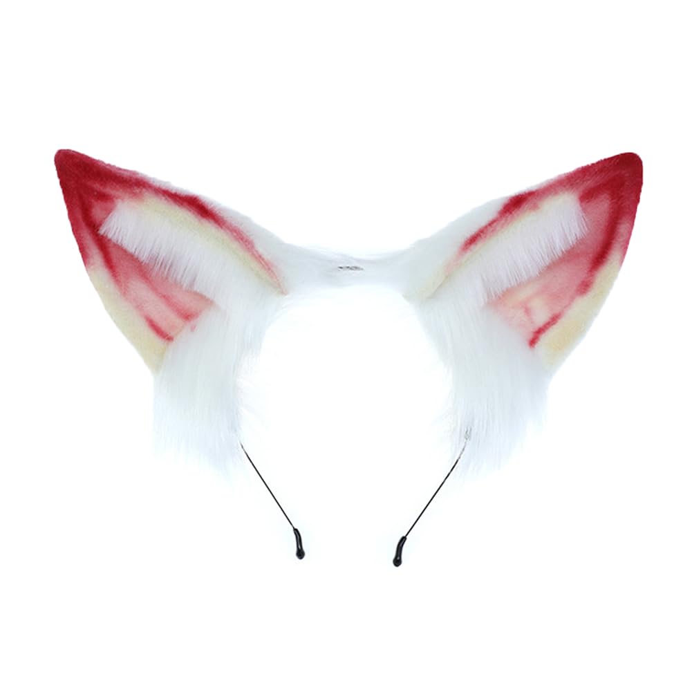 ILUFAM Wolf Dog Fox Ears Headband Faux Fur Animal Cosplay Headwear Furry Hair Hoop for Christmas Halloween Anime Party Costume (#4)