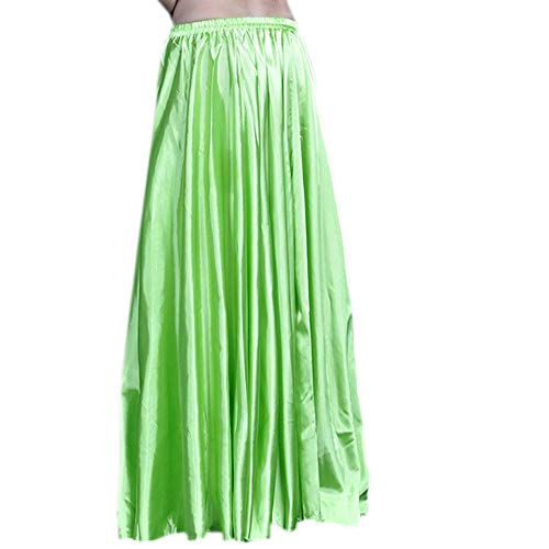 Backgarden 90cm Belly Dance Satin Long Dress Elastic Waistband Design Great Stage Effect (Light Green) - Thumbnail 2