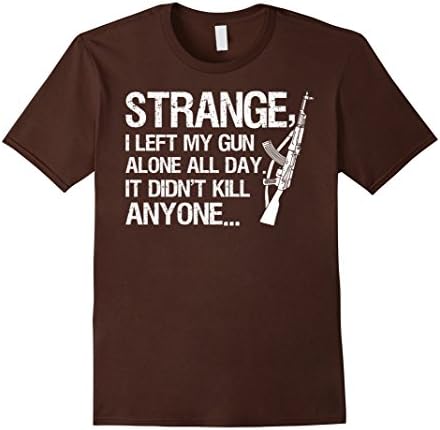 Men's I Left Gun Alone All Day It Didn't Kill Anyone Peace Tshirt Small Brown