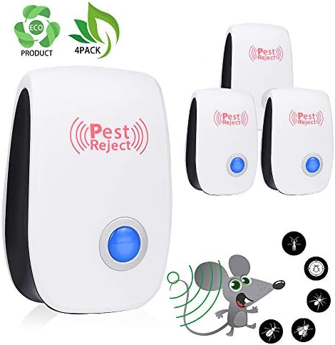 MuBoC Ultrasonic Pest Repeller - Insect Repeller Plug in, Indoor Electronic Pest Control Repellent for Rats, Bugs, Spiders, Cockroaches, White（4 Pack)