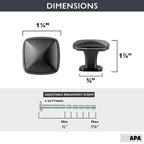 Black Square Kitchen Knobs 25 Pack of Drawer Handles Hardware