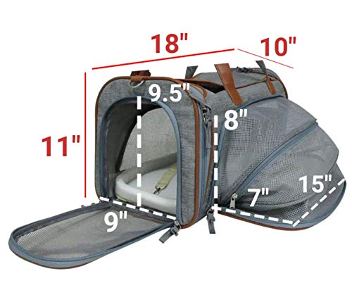 Mr. Peanut's Expandable Airline Approved Soft Sided Pet Carrier, Low Profile Gold Series Tote, Premium Brand Self Locking Zippers, Plush Faux Fleece Bedding with a Sturdy Plywood Base