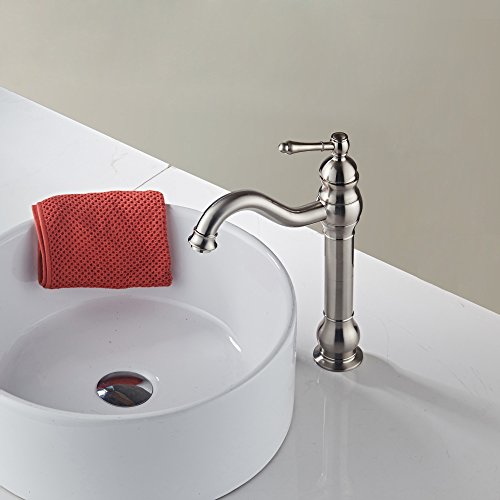 MYHB 360° Swivel Spout Bathroom Vessel Sink Faucet with Drain Brass