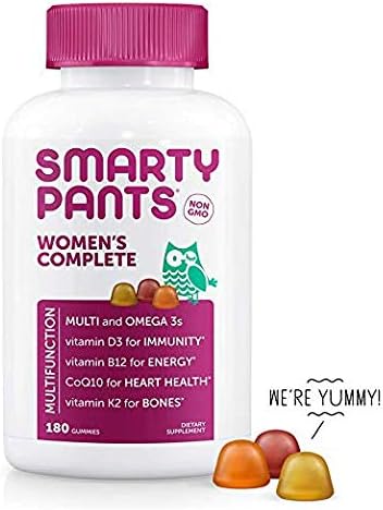 SmartyPants Women's Complete Gummy Vitamins: Gluten Free, Multivitamin, CoQ10, Folate (Methylfolate), Vitamin K2, Vitamin D3, Biotin, Methyl B12, Omega 3 DHA/EPA Fish Oil, 350 Count (350 Count)