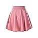 Women's Basic Solid Versatile Stretchy Flared Casual Mini Skater Skirt (XS, Pink)
