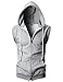 OHOO Mens Slim Fit Sleeveless Lightweight Zip-up Hooded Vest with Zipper Trim