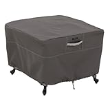 Classic Accessories 55-169-045101-EC Ravenna Square Patio Ottoman/Table Cover, Large, Taupe