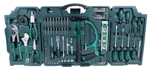 Brüder Mannesmann Haushalts-Werkzeugkoffer, 89-teilig - Universal-Werkzeugset mit Werkzeug aus Chrom-Vanadium-Stahl - inkl. Säge, Hammer, Zangen, Stec