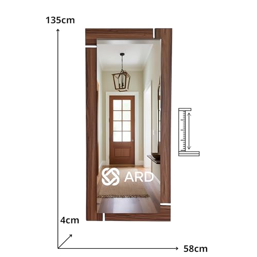 ARD Espejo Decorativo de Pared con Marco de Madera 138x55 cm | Glanz Oak Grand Cuerpo Completo Tipo flotado, diseño cálido y Elegante Ideal para Sala, Comedor o recámara