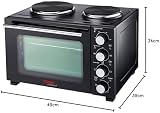 Cooks Professional Mini Portable Oven 28L with Hobs & Timer - Black/Silver view 8