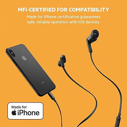 Belkin in-Ear Noise Isolation Earphone with Lightning Connector Compatible with XS, XS Max, XR, X, 8, 8 Plus, iPad and M