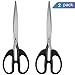 Ktrio Office Scissors, Stainless Steel Scissors for Office, Home Cutting, 8 Inch Scissors, Reduced Effort with Long Blade, Anti-rust, Straight-Handle, Pointed Tip, 8 Inch, Sharp Edge, Black, 2-Pack