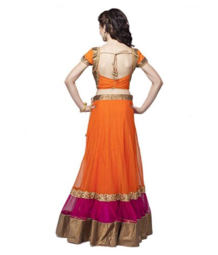 generic women's net a-line semi-stitched lehenga (orange_free size)
