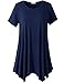 LARACE Short Sleeve Shirts for Womens Plus Size Tops Casual Summer Clothes Asymmetrical Tunic Blouses(Navy Blue 3X)