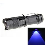 WINDFIRE Mini Tactical Flashlight Zoomable 200 Lumens CREE Blue Light LED 3-Mode AA/14500 Battery Powered Adjustable Focus Zoom Blue Light Lamp Torch Hunting Fishing (Blue Light)