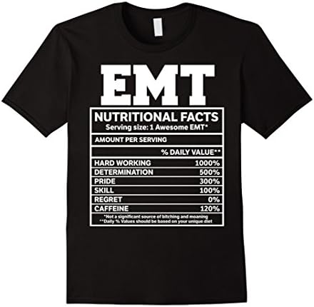Men's EMT Nutritional Facts T-Shirts Funny Gifts Large Black