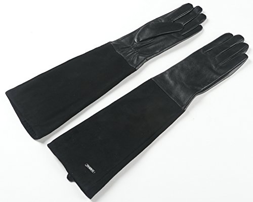 Ambesi Women's Fleece Lined Opera Long Lambskin & Suede Leather Winter Gloves Black M Ambesi Women's Fleece Lined Opera Long Lambskin & Suede Leather Winter Gloves Black M