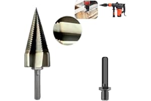 NUHUI Second Generation Sharp Wood Drill Bit Firewood Splitter U Anti-Skid Thread U Screw Splitting Cone Screw Cone Driver Fire Wood Log Splitter Hex Shank Handle only with 2 Excretions (38 mm)