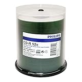 Philips CD-R 52x Duplication Grade White Inkjet Printable to Stacking Ring 100pk Cake Box