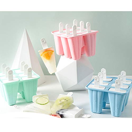 Classic Homemade Ice Pop Molds 6 Easy-release BPA-free Popsicle Molds Shapes Reusable Silicone Frozen Ice Popsicle Maker (Blue) - Thumbnail 4