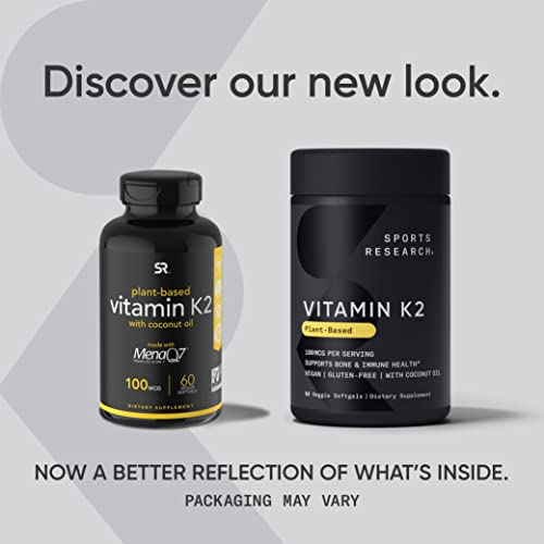 Sports Research Vitamin K2 as MK7 with Organic Coconut Oil Made with