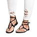 Womens Flip Flops Buckle Strap Summer Beach Flat Gladiator Sandals Crisscross with Heels