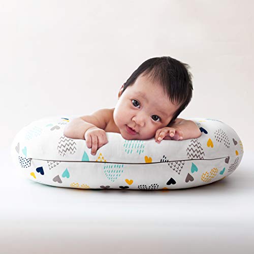 Stretchy Nursing Pillow Covers-2 Pack Nursing Pillow Slipcovers for Breastfeeding Moms,Ultra Soft Snug Fits On Infant Nursing Pillow,Heart Pattern - Thumbnail 4
