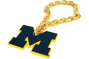 FANFAVE Michigan Wolverines Touchdown Fan Chain 10 Inch 3D Foam Gold Necklace
