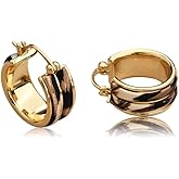 Leopard Print Chunky Small Hoop Earrings for Women Dainty Trendy Gold-tone Faux Leather Round Huggie Hoops Fashion Jewlery for Her Party