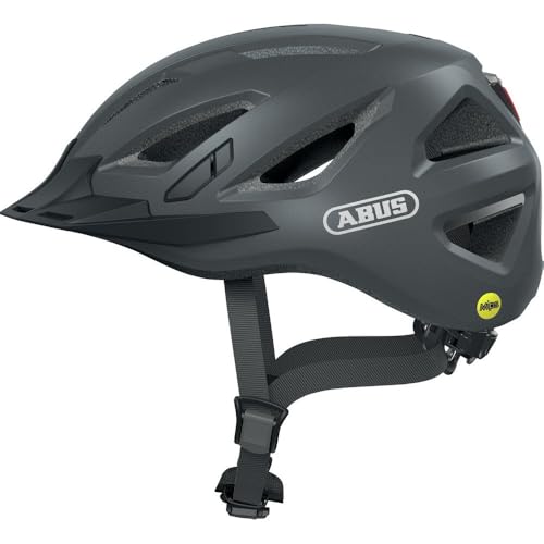 ABUS Stadthelm Urban-I 3.0 MIPS - Fahrradhelm mit Rücklicht, Schirm und Magnetverschluss für den Stadtverkehr - für Damen und Herren - Grau Matt, M