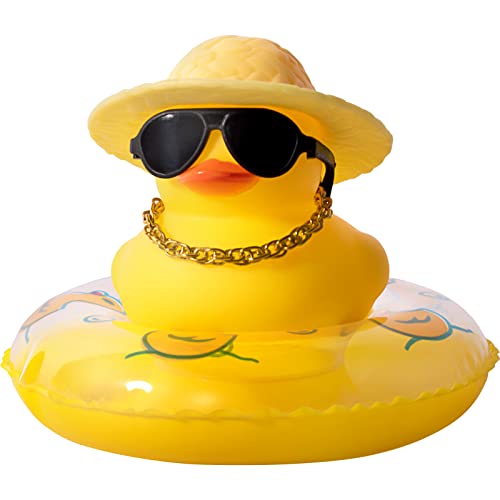 Car Duck Dashboard Duck Decorations - Duck for Car Dashboard Decorations Rubber Duck Car Ornament with Sunglasses - Yellow