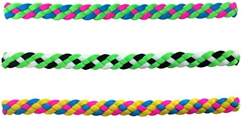 Multi-Color 3 Pack Sports Headbands with NO SLIP GRIP Technology - Perfect for Athletes or Great Accessory for any Fashion Style - Super Comfortable (Neon Lights)