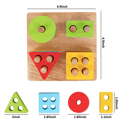 image for WOOD CITY Wooden Sorting & Stacking Toys for Toddlers, Educational Sha
