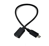 Poyiccot Standard USB Type C Female to Micro USB Male Extension Data Cable 12 Inch (30cm) for MacBook Tablet Mobile Phone