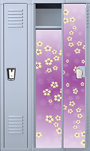Vinyl Locker Wallpaper- 4 Pre-Cut Full Length Panels with 48 Adhesive Magnets: Purple with Daisy