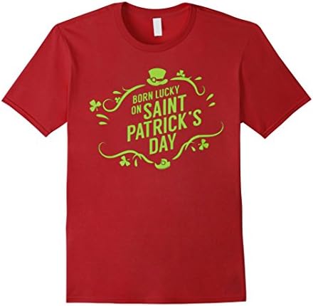 Men's Born Lucky on Saint Patrick's Day Shirt 3XL Cranberry