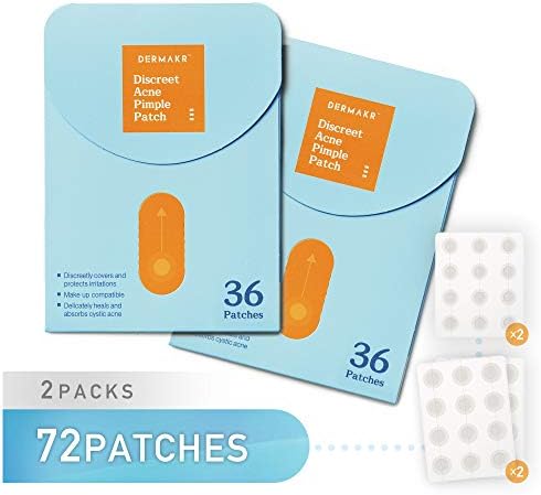 DERMAKR Discreet Acne Pimple Patch | Spot Cover & Treatment Solution Cystic Acne & Pimple Scars | Hydrocolloid Facial Stickers | Waterproof & Bacteria Free Patches Quick Healing Pimples (2packs)