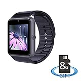 MSRM MSO8 Sweatproof Smart Watch Phone for iPhone and Android SmartPhones Include 8G Micro SD Card (Black)