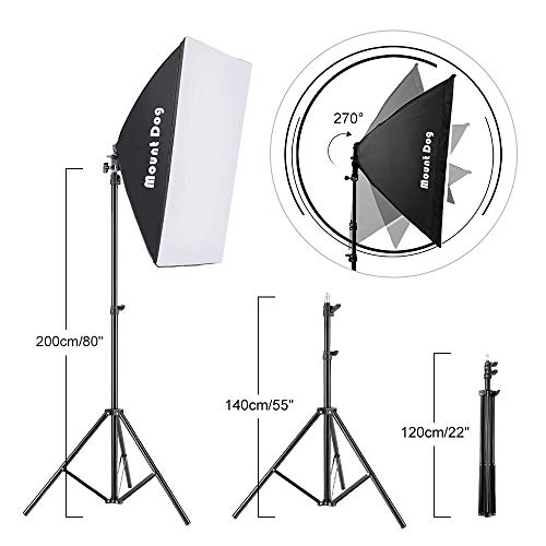 MOUNTDOG Softbox Lighting Kit 540W 20'x 28' 3 pcs Softbox Professional Studio Photography for Portrait Photo Video Shooting - Thumbnail 4