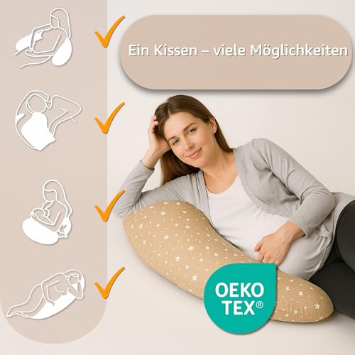 Totsy Baby Nursing and Pregnancy Pillow 190 cm – Pillow for Side Sleepers Rest and Relaxation Ideal for Future Moms C Shape Oeko-Tex