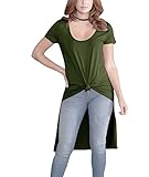 OLUOLIN Womens Top Summer Short Sleeve Hi-Low Loose Fit Long T-shirt