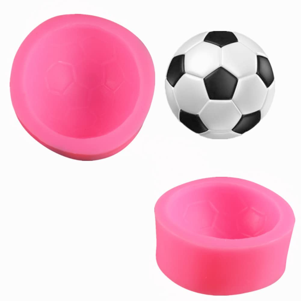 WonDerfulC 2pcs Football Silicone Fondant Mould DIY Chocolate Decoration Baking Mould Bakeware Mold DIY Soap Jelly Cake Clay Moulds, Pink