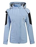 Meaneor Women Outdoor Hooded Lined Waterproof Softshell Long Sleeve Rain Jacket