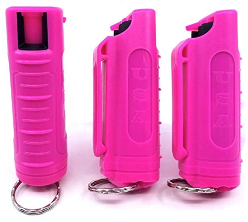 3 PACK POLICE MAGNUM OC-17 Pepper Spray 1/2oz HOT PINK Molded Keychain