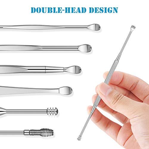 8 Pcs Ear Pick, Earwax Removal Kit ETEREAUTY Ear Cleansing Tool Set, Ear Curette Ear Wax Removal Kit with a Small Cleaning Brush and Storage Box, Sliver