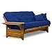 Brentwood Tray Arm Queen Size Wood Futon Frame and Storage Drawers - Heritage Finish