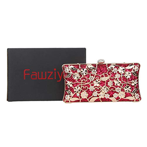 Fawziya Glitter Formal Floral Purses For Women Evening Clutch Bag-Fuchsia - Thumbnail 5