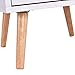 Giantex Mid Century Modern Nightstand, White Beside Table with Solid Wood Legs, Minimalist End Side Table, Practical Night Stand with 3 Storage Drawers for Bedroom